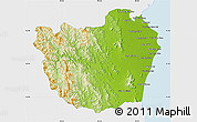 Physical Map of Phetcha Buri, single color outside