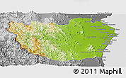 Physical Panoramic Map of Phetcha Buri, desaturated