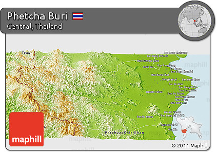 Physical Panoramic Map of Phetcha Buri