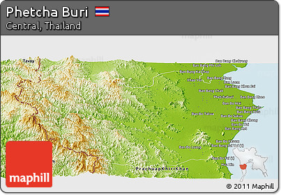 Physical Panoramic Map of Phetcha Buri