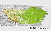 Physical Panoramic Map of Phetcha Buri, lighten, desaturated