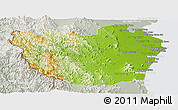 Physical Panoramic Map of Phetcha Buri, lighten, semi-desaturated