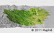 Satellite Panoramic Map of Phetcha Buri, lighten, desaturated