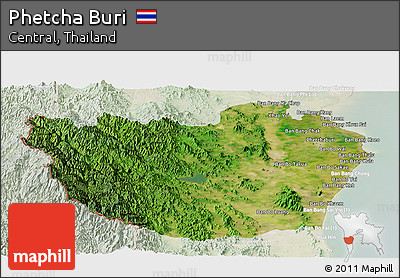 Satellite Panoramic Map of Phetcha Buri, lighten