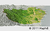 Satellite Panoramic Map of Phetcha Buri, lighten, semi-desaturated