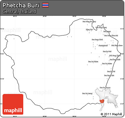 Blank Simple Map of Phetcha Buri, cropped outside