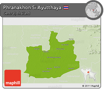 Physical 3D Map of Phranakhon Si Ayutthaya, lighten