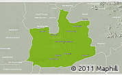 Physical 3D Map of Phranakhon Si Ayutthaya, lighten, semi-desaturated