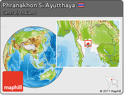 Physical Location Map of Phranakhon Si Ayutthaya, highlighted parent region