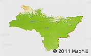 Physical 3D Map of Prachin Buri, cropped outside