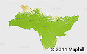 Physical 3D Map of Prachin Buri, single color outside