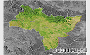 Satellite 3D Map of Prachin Buri, desaturated