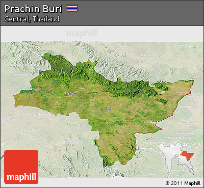 Satellite 3D Map of Prachin Buri, lighten