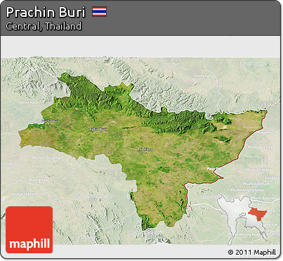 Satellite 3D Map of Prachin Buri, lighten