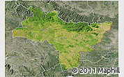 Satellite 3D Map of Prachin Buri, semi-desaturated