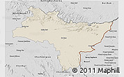 Shaded Relief 3D Map of Prachin Buri, desaturated