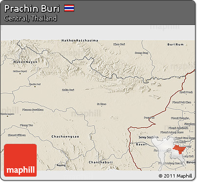 Shaded Relief 3D Map of Prachin Buri