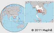 Gray Location Map of Prachin Buri, highlighted country, highlighted parent region, within the entire country