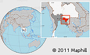 Gray Location Map of Prachin Buri, highlighted country, highlighted parent region
