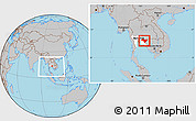 Gray Location Map of Prachin Buri, highlighted parent region, within the entire country