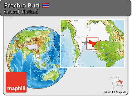 Physical Location Map of Prachin Buri, highlighted country
