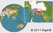 Satellite Location Map of Prachin Buri, highlighted country, highlighted parent region