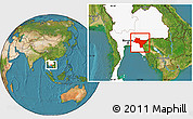 Satellite Location Map of Prachin Buri, highlighted country