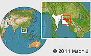 Satellite Location Map of Prachin Buri, highlighted parent region