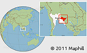 Savanna Style Location Map of Prachin Buri, highlighted parent region