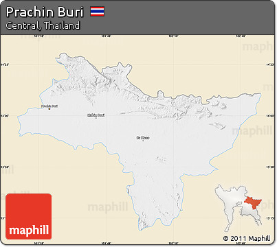 Classic Style Map of Prachin Buri, single color outside