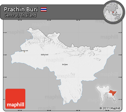 Gray Map of Prachin Buri, single color outside