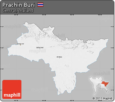 Gray Map of Prachin Buri, single color outside
