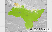 Physical Map of Prachin Buri, lighten, desaturated