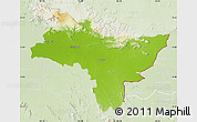 Physical Map of Prachin Buri, lighten
