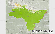 Physical Map of Prachin Buri, lighten, semi-desaturated
