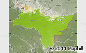 Physical Map of Prachin Buri, semi-desaturated