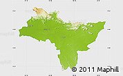 Physical Map of Prachin Buri, single color outside