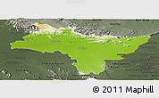 Physical Panoramic Map of Prachin Buri, darken, semi-desaturated