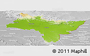 Physical Panoramic Map of Prachin Buri, lighten, desaturated
