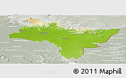 Physical Panoramic Map of Prachin Buri, lighten, semi-desaturated