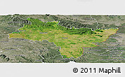 Satellite Panoramic Map of Prachin Buri, semi-desaturated