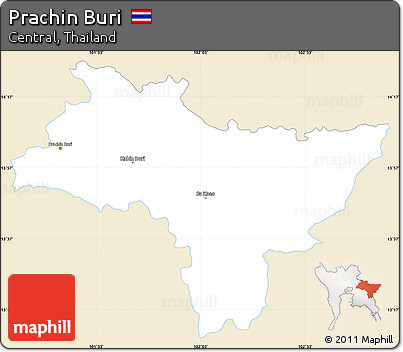 Classic Style Simple Map of Prachin Buri, single color outside