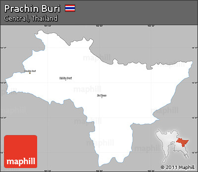 Gray Simple Map of Prachin Buri, single color outside