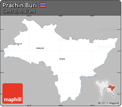Gray Simple Map of Prachin Buri, single color outside