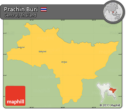 Savanna Style Simple Map of Prachin Buri, single color outside