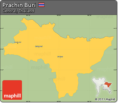Savanna Style Simple Map of Prachin Buri, single color outside