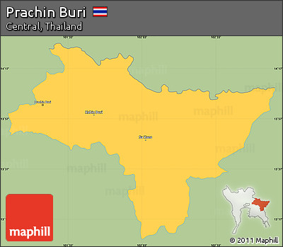 Savanna Style Simple Map of Prachin Buri, single color outside