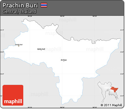 Silver Style Simple Map of Prachin Buri, single color outside