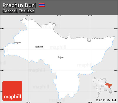 Silver Style Simple Map of Prachin Buri, single color outside