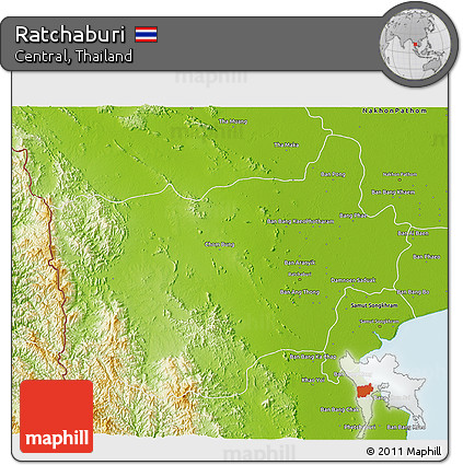 Physical 3D Map of Ratchaburi